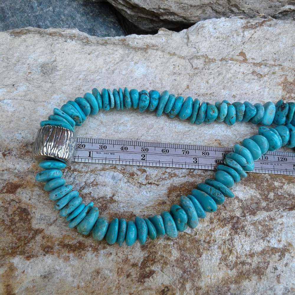 Sterling Silver Turquoise Nugget NECKLACE - Picture 5 of 6
